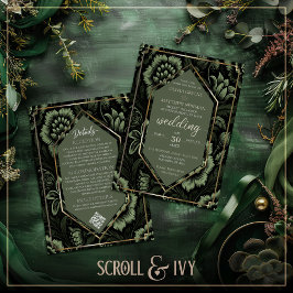 Invitación Detalles y Boda de la floral Olive Green & Gold