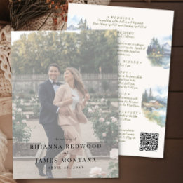 Invitación Detalles y foto de la boda de destino del lago Cou