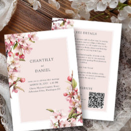 Invitación Detalles y sitio web del Boda Cherry Blossom
