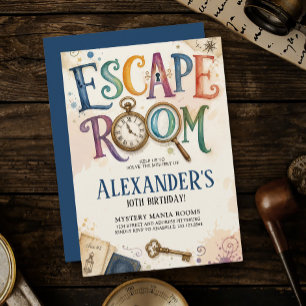 Invitación Detective de Misterios de Sala de Escape Azul Vint