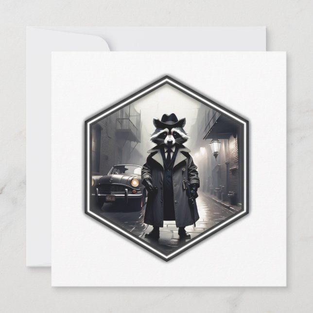 Invitación Detective privado mapache Roscoe (Anverso)