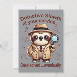 Invitación "Detective Sloth" Sloth Private Eye