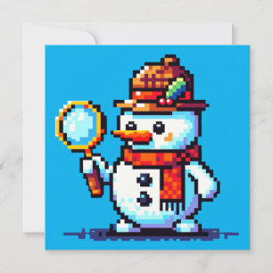 Invitación Detective Snowman: Misterio de invierno de 8 bits