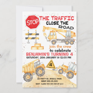 Invitación Detener El Tráfico Construcción De Carreteras Cump