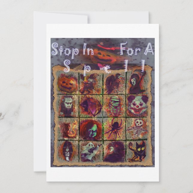 Invitación Detente Para Una Fiesta De Halloween De Vertiente (Anverso)
