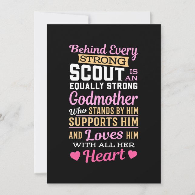 Invitación Detrás De Scout Hay Una Fuerte Madrina (Anverso)
