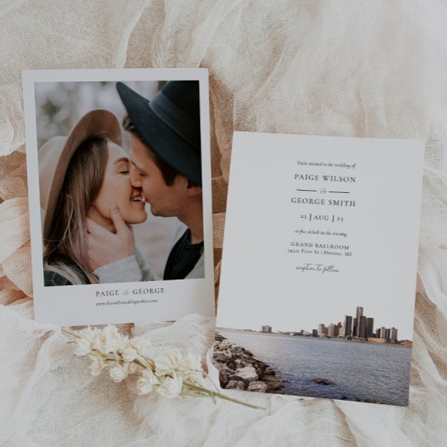 Invitación Detroit Michigan Watercolor Wedding Invitation (Subido por el creador)