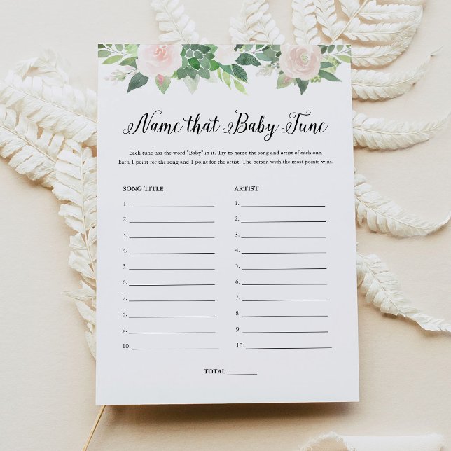 Invitación DEVON Floral Name That Baby Tune Baby Shower Game (Subido por el creador)