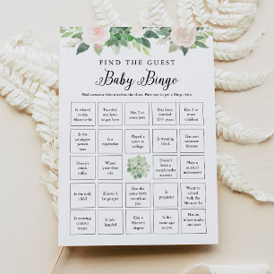 Invitación DEVON Green Find The Guest Baby Bingo Game Card