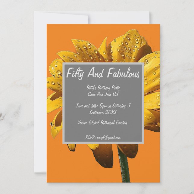 Invitación Dew Drogas Daisy Cincuenta Y Fabuloso Cumpleaños (Anverso)