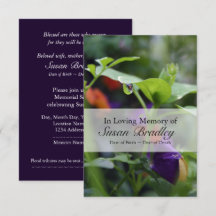 Dewdrop Pansy Celebration of Life Invitation