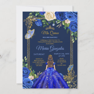 Invitación Dfras azules reales Mis Quince cumpleaños 15 Chica