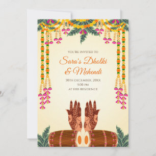 Invitación Dholki e invitaciones de Mehendi