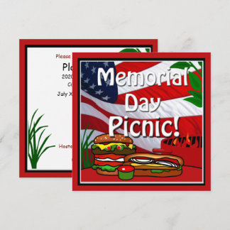 Invitación Día conmemorativo asador barbacoa picnic Hamburger