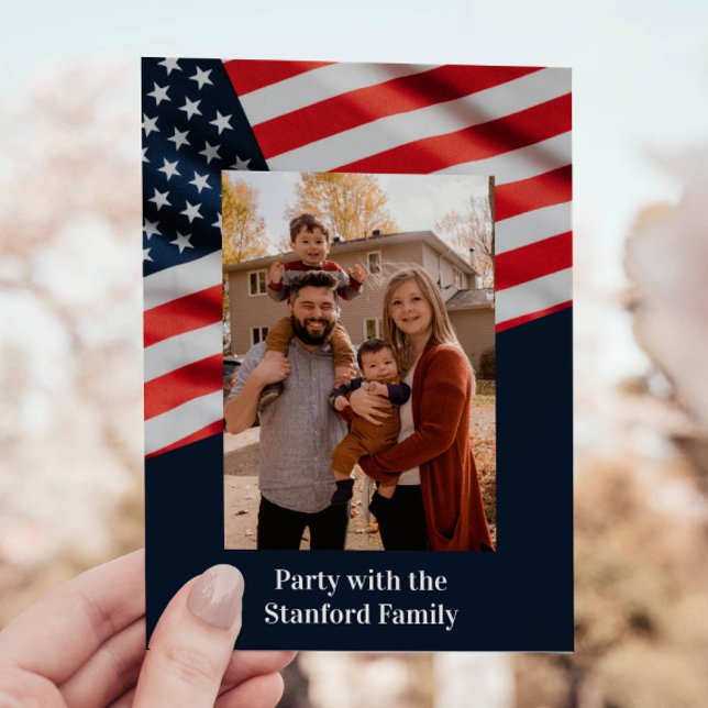 Invitación Día conmemorativo Bandera estadounidense barbacoa  (Subido por el creador)