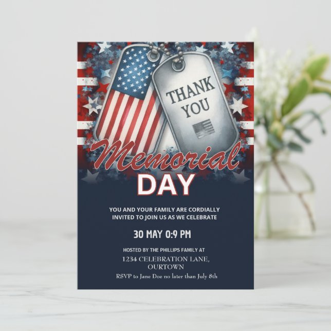 Invitación Día conmemorativo del patriótico de julio (Anverso de pie)