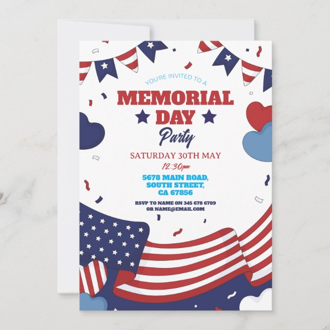 Invitación Día conmemorativo Fiesta Estadounidense de Estrell (Anverso)