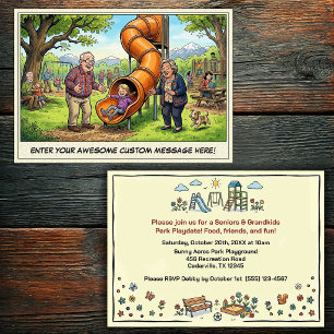Invitación Día de abuelos y nietos en el parque infantil