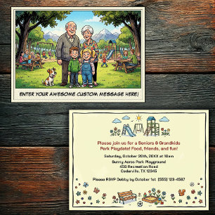 Invitación Día de abuelos y nietos en el parque infantil