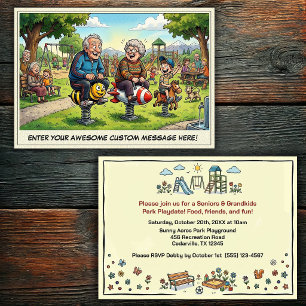 Invitación Día de abuelos y nietos en el parque infantil