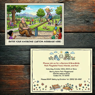 Invitación Día de abuelos y nietos en el parque infantil