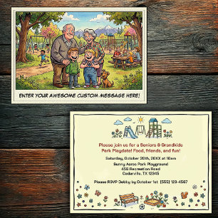 Invitación Día de abuelos y nietos en el parque infantil