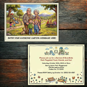 Invitación Día de abuelos y nietos en el parque infantil