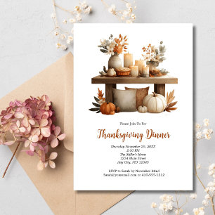 Invitación Día de Acción de Gracias Amigos Otoño Invierno Cen