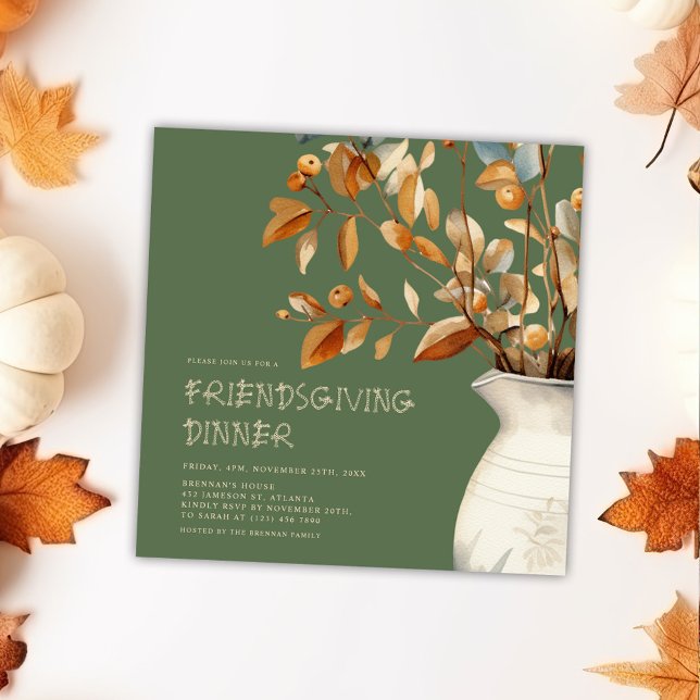 Invitación Día de Acción de Gracias Amistad Rustica Moderna (Thanksgiving Modern Rustic Friendsgiving Invitation)