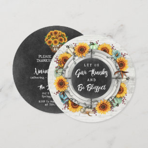 Invitación Día de Acción de Gracias Bendito Otoño Girasoles C
