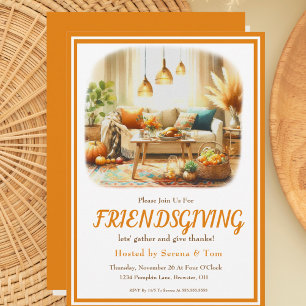 Invitación Día de Acción de Gracias Boho Friendsgiving Sala d