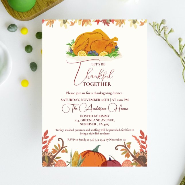 Invitación Día de Acción de Gracias Cae Calabaza fiesta de Tu (Subido por el creador)