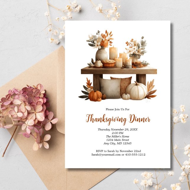 Invitación Día de Acción de Gracias Cae La Cena Del Otoño (Thanksgiving Friendsgiving Fall Autumn Dinner Party Invitation Printed or Digital Download)