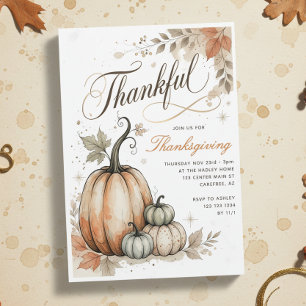 Invitación Día de Acción de Gracias Calabaza Agradecido
