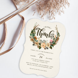 Invitación Día de Acción de Gracias Cena Caída Floral Wreath