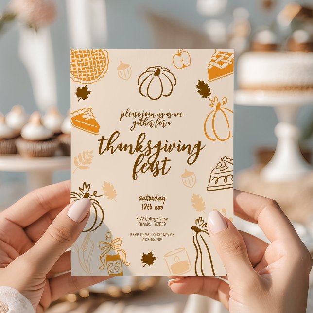 Invitación Día de Acción de Gracias Cena otoño (Subido por el creador)