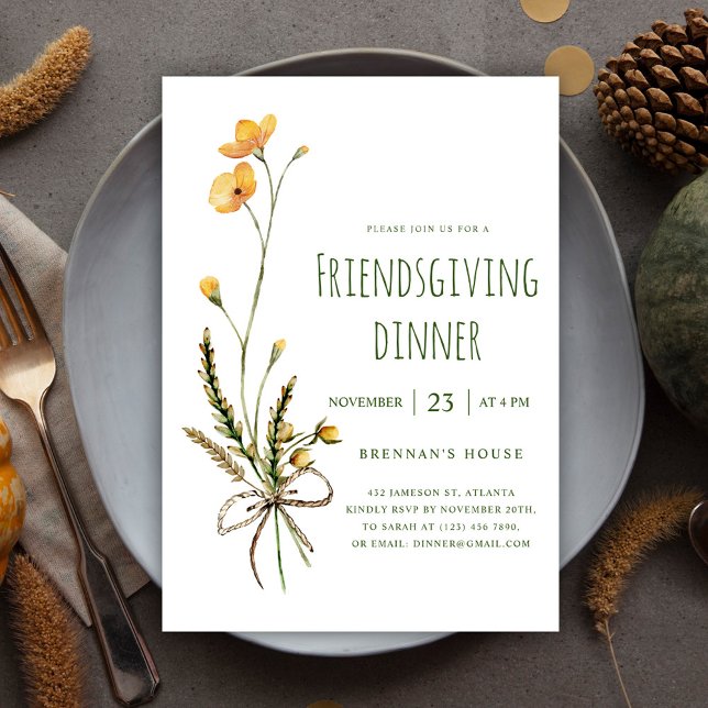 Invitación Día de Acción de Gracias Cena única y moderna de a (Thanksgiving Unique Modern Friendsgiving Dinner Invitation)