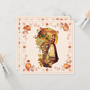 Invitación Día de Acción de Gracias Chica de Peregrino
