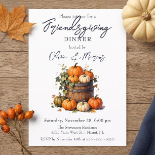 Invitación Día de Acción de Gracias con Barril de Calabaza de
