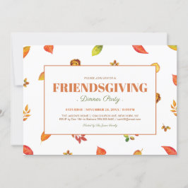 Invitación Día de Acción de Gracias con Follaje Moderno, Fies