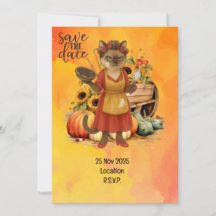 Invitación Día de Acción de Gracias con pastel de calabaza pa