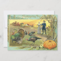 Día de Acción de Gracias con pavos y peregrinos
