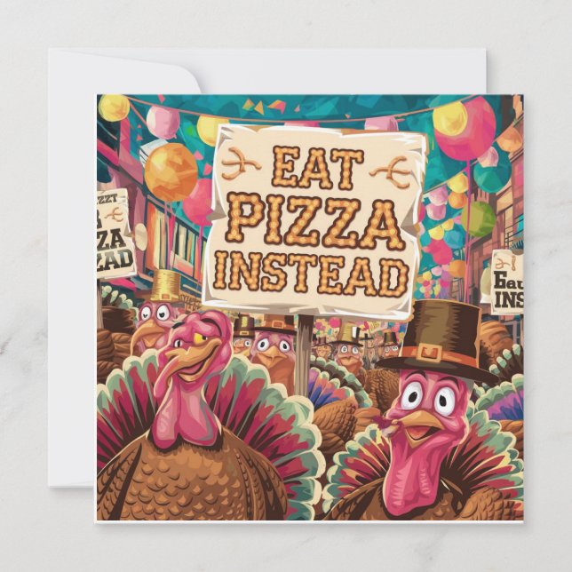 Invitación Día de Acción de Gracias con pizza (Anverso)