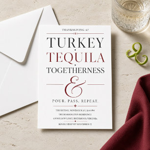 Invitación Día de Acción de Gracias con Tequila y Unión