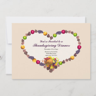 Invitación Día de Acción de Gracias Cornucopia Heart Dinner