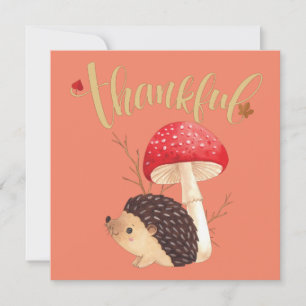 Invitación Día de Acción de Gracias Cute Kawaii Erizo  
