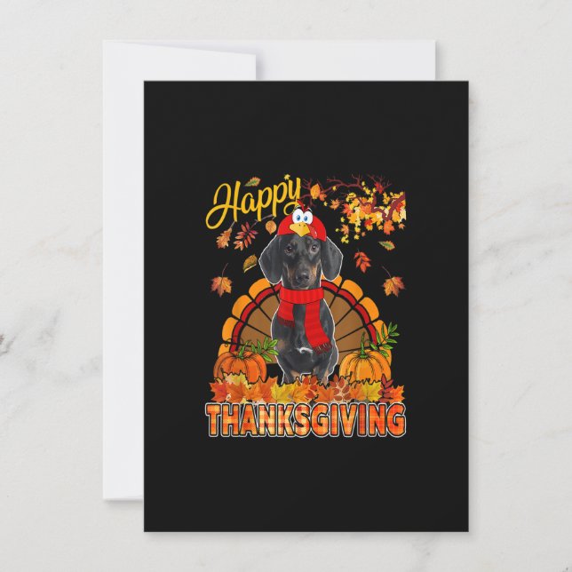 Invitación Día de Acción de Gracias, Dachshund viste caer el  (Anverso)