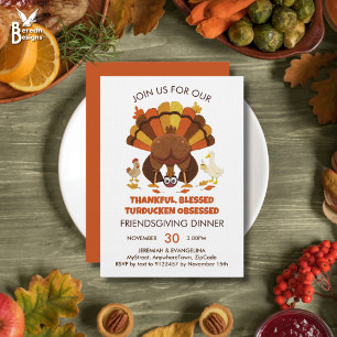 Invitación Día de Acción de Gracias de amigos con Turducken d