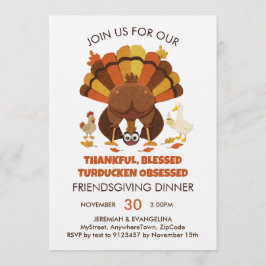 Invitación Día de Acción de Gracias de amigos con Turducken d