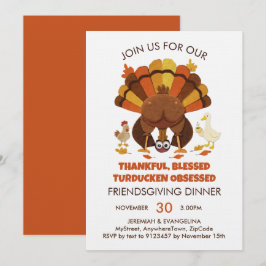 Invitación Día de Acción de Gracias de amigos con Turducken d
